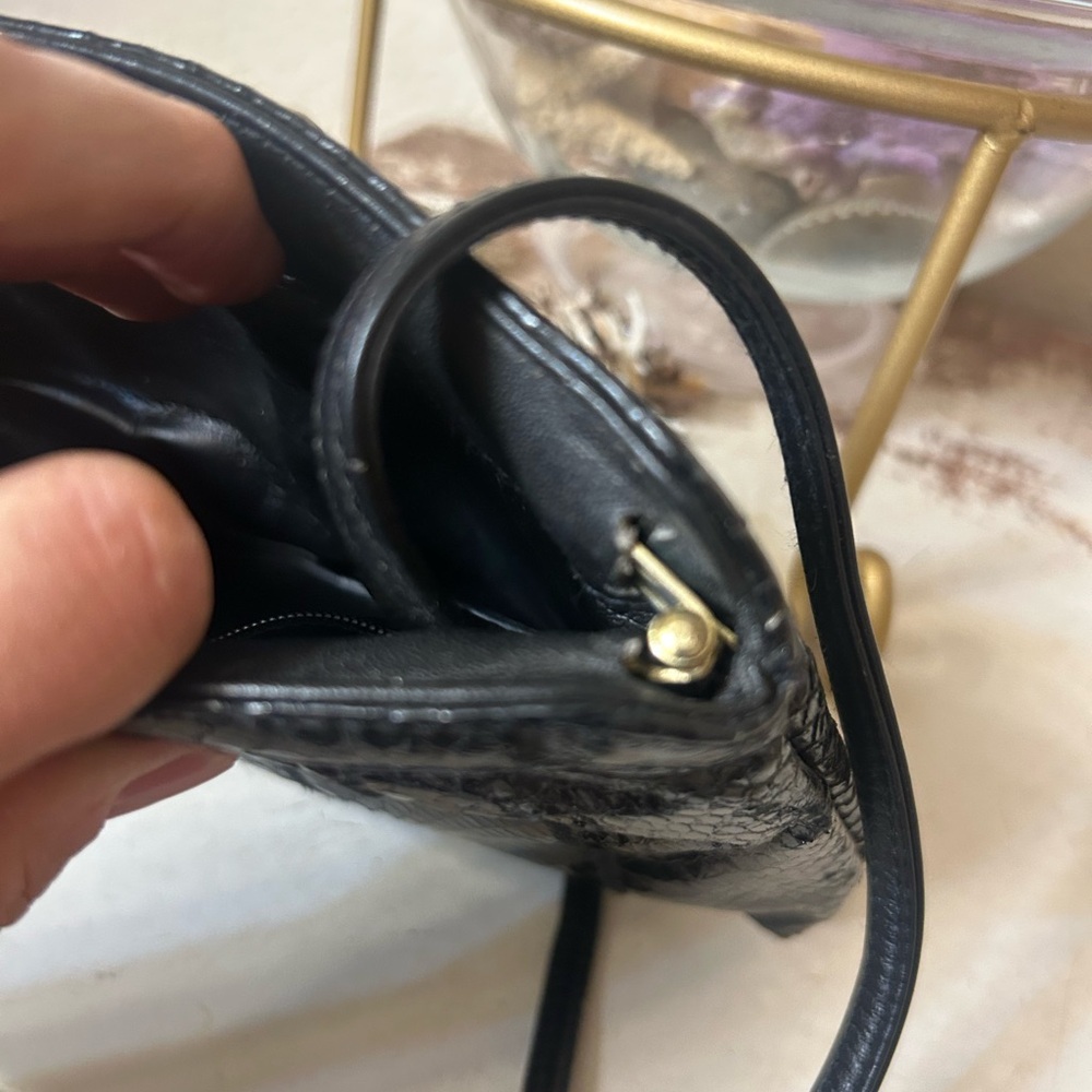 Morgan Taylor leather snakeskin black crossbody purse- vintage - Picture 13 of 17